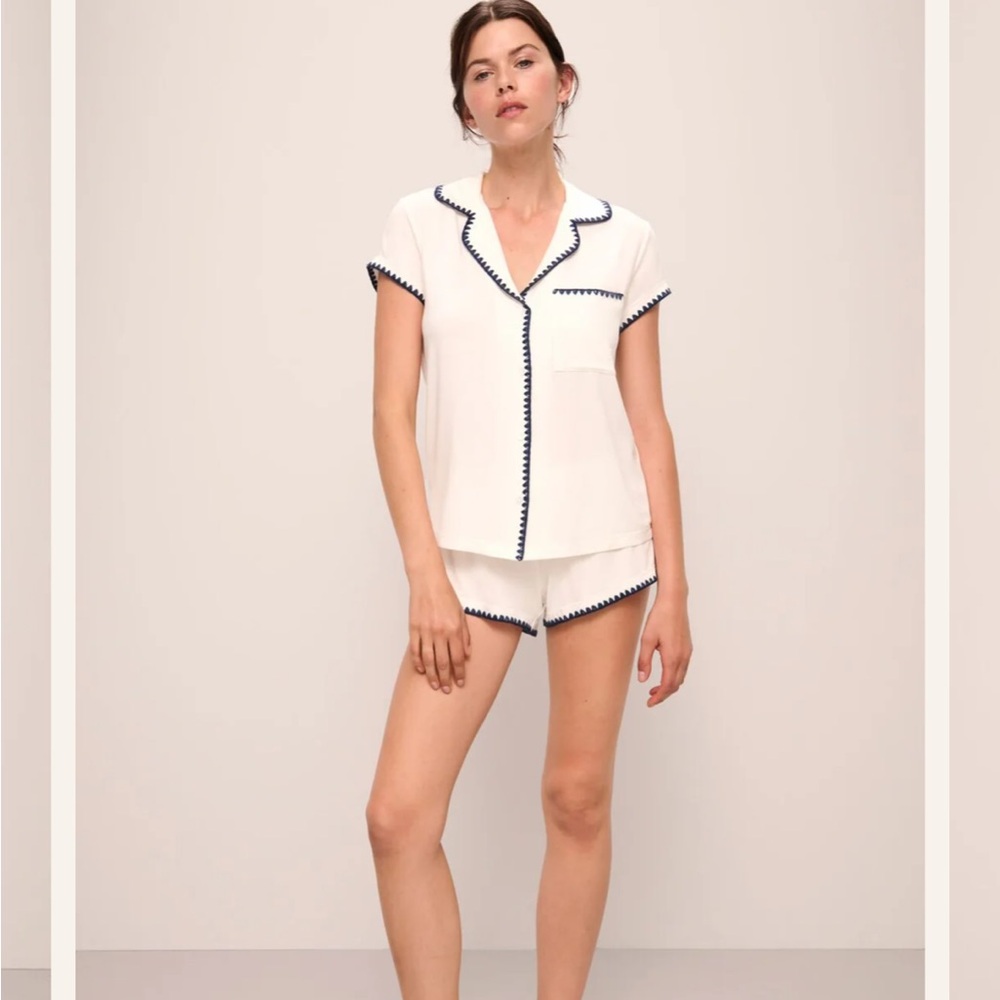 Eberjey Frida Green Trim Sleepwear Set